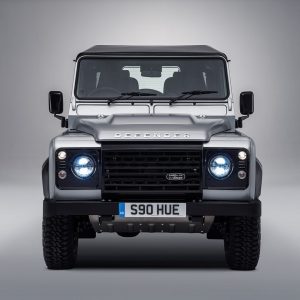 a silver Land Rover Defender